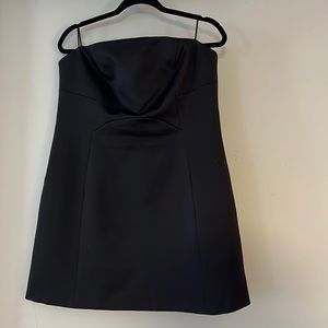 Strapless Crepe thick Satin Mini Dress